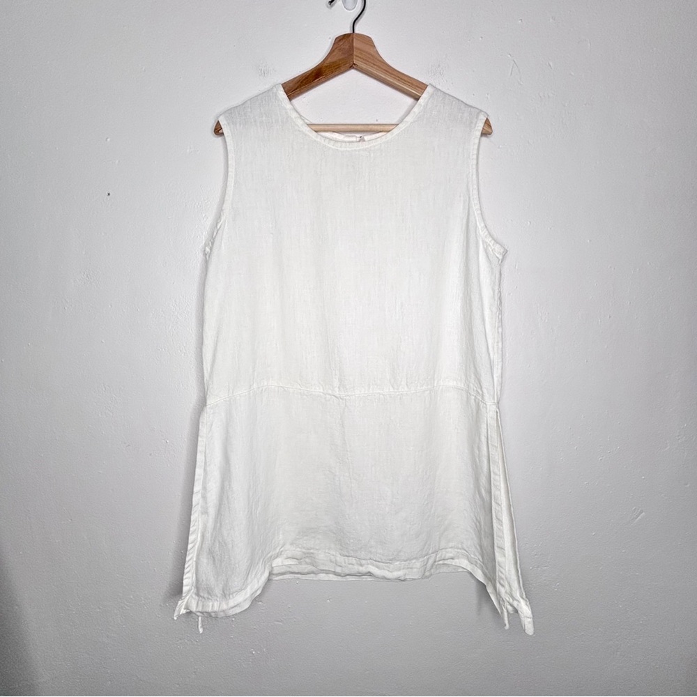 Bryn Walker White Linen Long White Tank Side Slits Size Med EUC